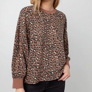 Rails Tan Leopard Print Reeves Sweatshirt Sweater